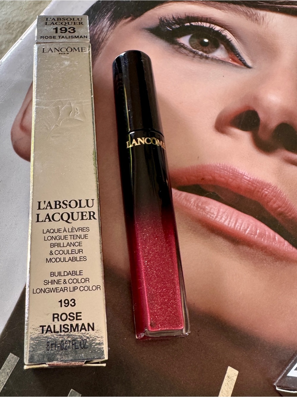 L'Absolu Lacquer Long-wear Lip Color - #193 Rose Talisman. Never Used, NIB.